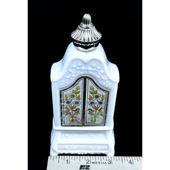 Avon Armoire Decanter Field Flowers Foaming Bath Oil Empty Bottle Milk Glass - Picture 12 of 16
